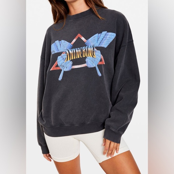 SOLD Anine Bing Harvey Crew Neck Butterfly in Washed Black Grey size M - Picture 14 of 15